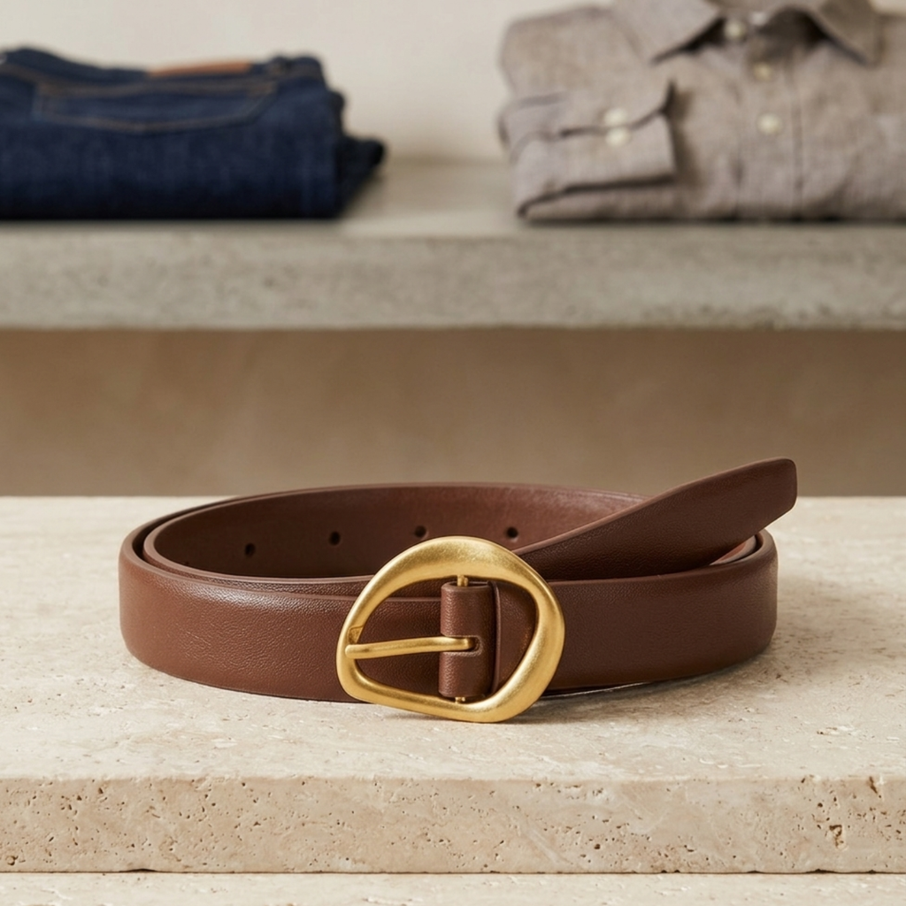 belt on a marble shelf 