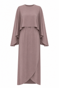 Jouri Cape Maxi Dress in Dusty Rose | فستان Jouri ماكسي بكاب شيفون وردي مطفأ