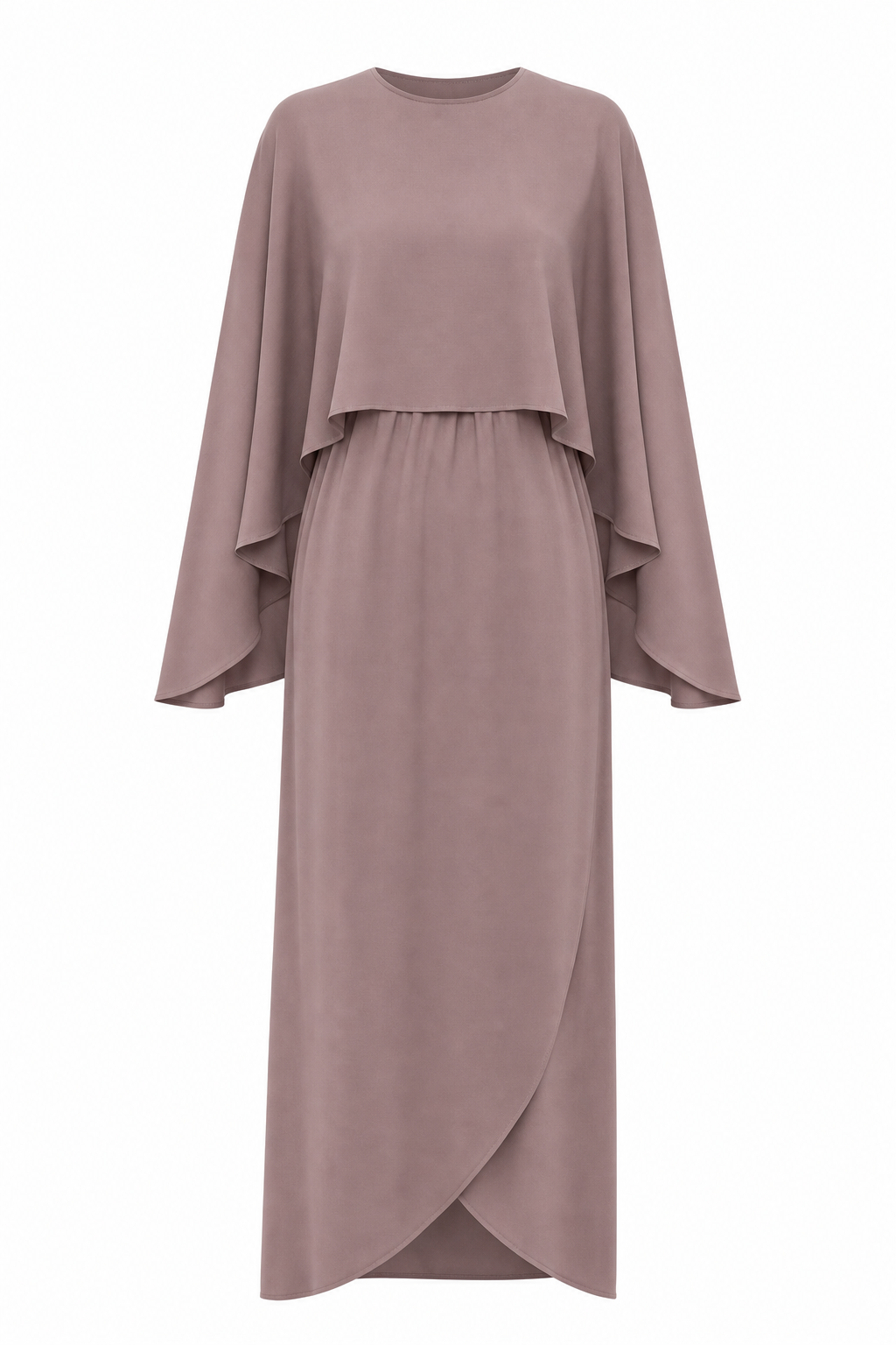Jouri Cape Maxi Dress in Dusty Rose | فستان Jouri ماكسي بكاب شيفون وردي مطفأ
